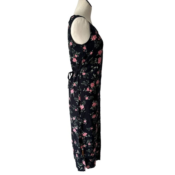 Vintage Kathie Lee Dress Black Floral Sleeveless Slip Tank Tie Back Size 4/6 - Picture 8 of 10